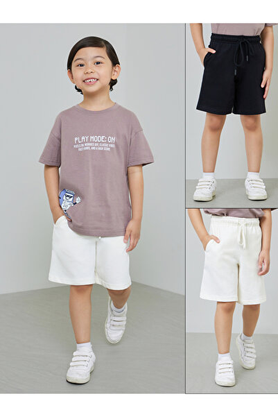 Styli Boys Pack Of 2 - Cotton Knitted Drawstring Shorts