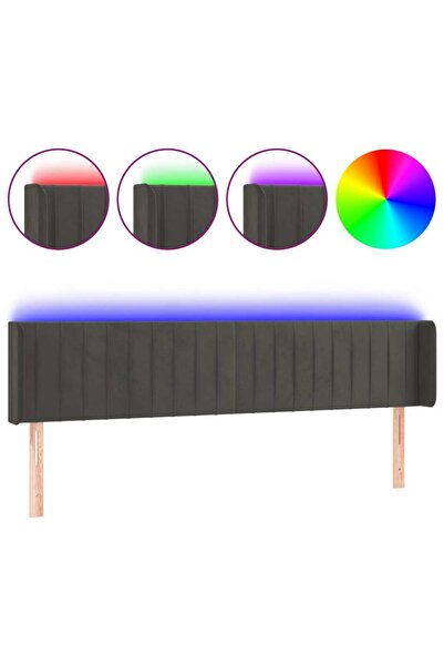 vidaxl Tăblie de pat cu LED, gri închis, 203x16x78/88 cm, catifea
