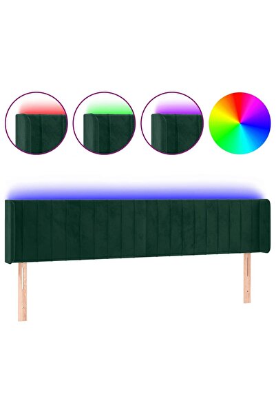 vidaxl Tăblie de pat cu LED, verde închis, 183x16x78/88 cm, catifea