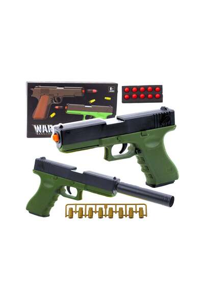 LEAN Pistol de jucărie cu muniție din spumă, 21.5x13.5x3.5cm, verde, 27729