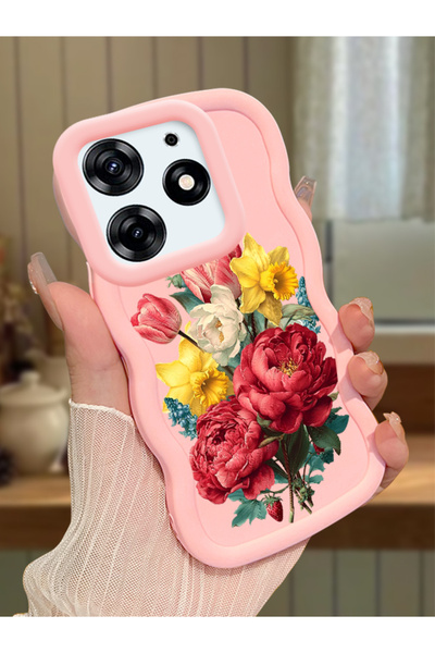 Hontinga Tecno Spark 10 Pro Compatible Case Camera Protector Pink Silicone Co...