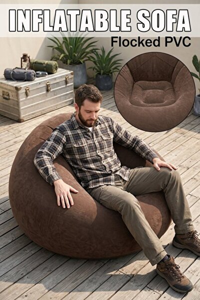 Generic 1 Flocked Pvc Inflatable Bean Bag Chair Portable Lounger Electric Pum...