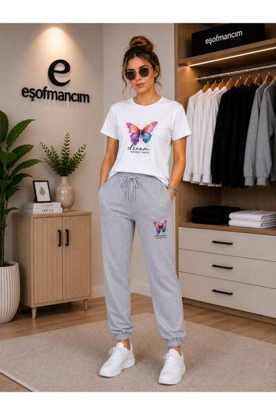 Eşofmancım Women's Printed Top and Bottom Tracksuit Set Seasonal