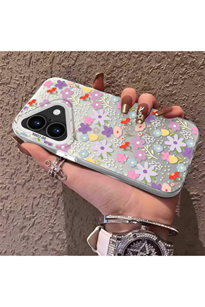 PATTERNOVA iPhone 16 Plus Uyumlu Tam baskılı küçük çiçek sert kılıf, basit ta...