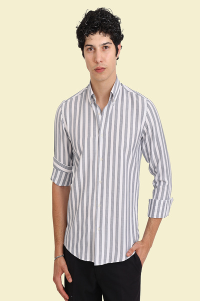 Erkek Slim Fit uzun Kollu Kolay Ütülebilen Pamuklu Düğmeli Gömlek