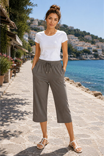 FORMO Women's 100% Natural Cotton Muslin Fabric High Quality Capri