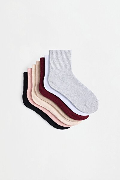 LEFTIES Düz renk kısa çorap (7'li pack)