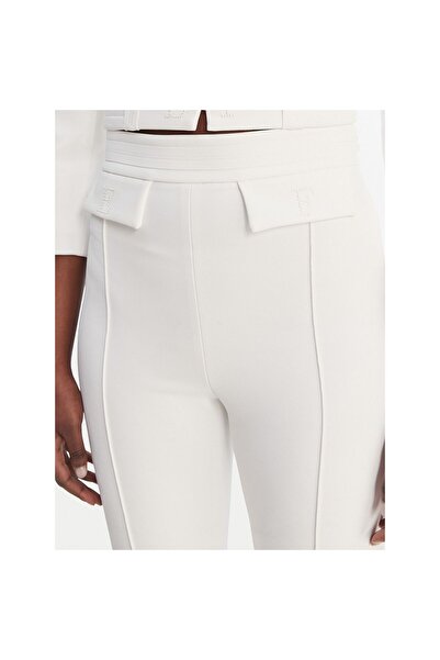 Elisabetta Franchi Pantaloni de damă din material textil PA17161E2 Alb