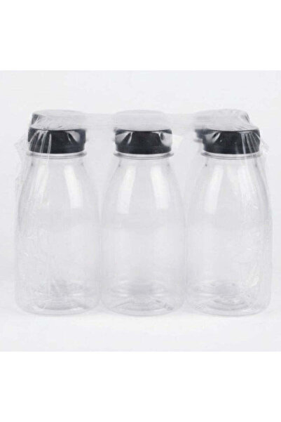 JIHAM 6-Piece Clear Plastic Bottles with Black Caps – 200 ml