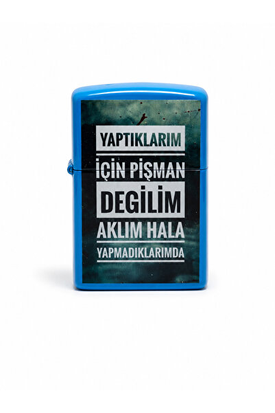 ONRSTORE Baskılı Benzinli Metal Çakmak – Klasik Kapaklı Doldurulabilir Çakmak