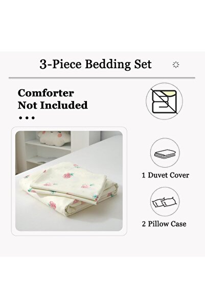 dreamingo Cute Strawberry Duvet Cover Queen Teen Girls Bedding Set Kawaii Bed...