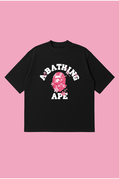 PURE POWER Μπλουζάκι College Sakura Bape με στάμπα, oversized, boxy κοπή, uni...