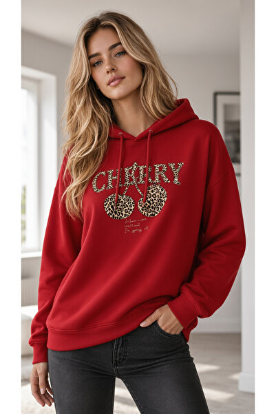caddekombin Women's Leopard Patterned Cherry Figured Cherry Written Kangaroo ...