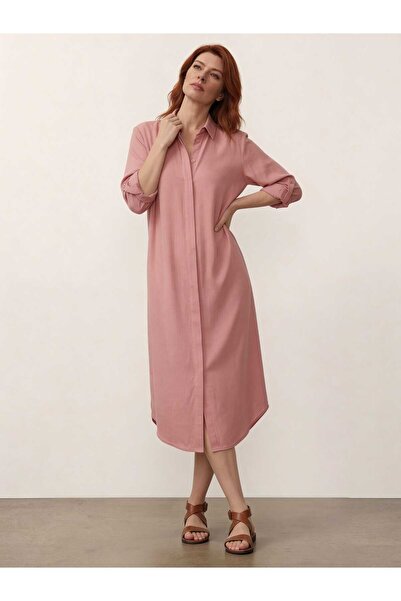 DenizEge Viscose Shirt Dress Powder