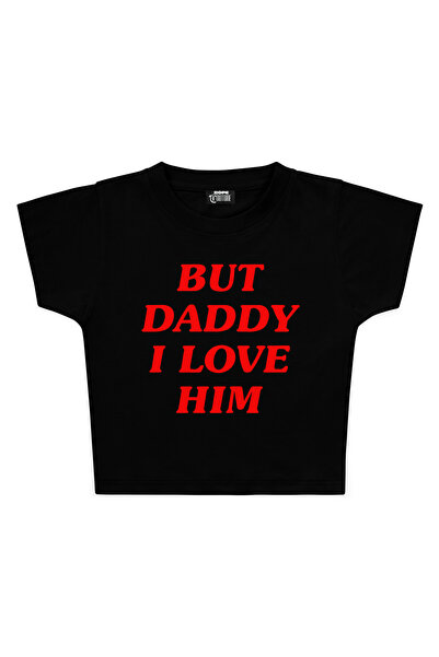3 ROPE تي شيرت قصير مطبوع عليه عبارة But Daddy I Love Him