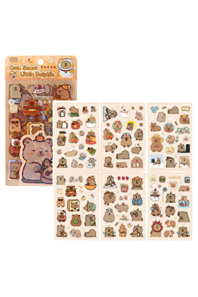 LEAN Set de autocolante decorative cu capibara, 6 coli, 110 elemente, 18,5 x ...