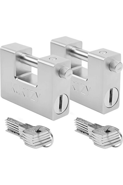 KURTZY Set de 2 lacăte, Grosime 12 mm, 9,4 x 2,9 x 7 cm, 5 chei/lacăt, Oțel, Gri