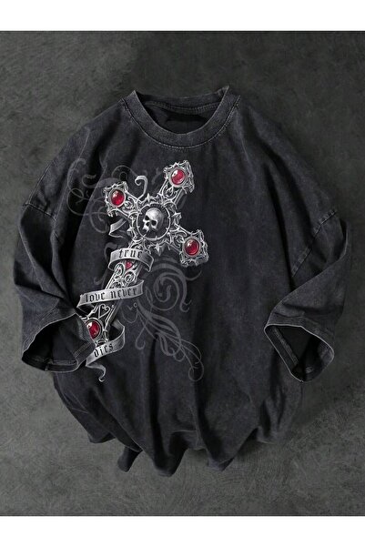 bellanova Unisex πολύχρωμο μπλουζάκι με στάμπα Oversize Streetwear Άνετη εφαρ...