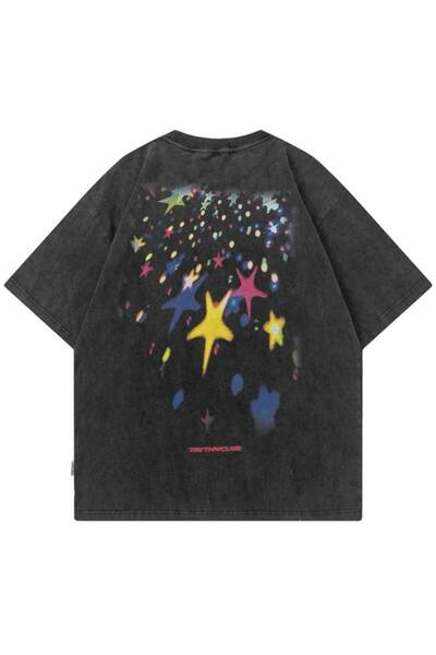 bellanova Unisex πολύχρωμο μπλουζάκι με στάμπα Oversize Streetwear Άνετη εφαρ...