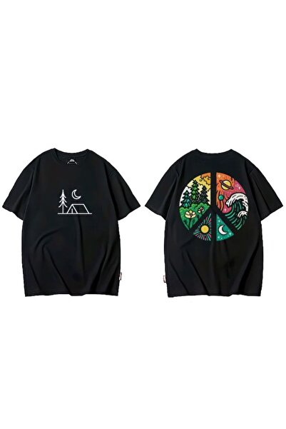bellanova Unisex πολύχρωμο μπλουζάκι με στάμπα Oversize Streetwear Άνετη εφαρ...