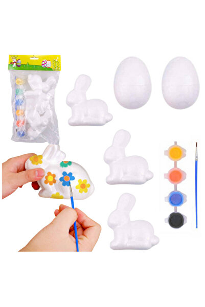 LEAN Set de pictat ouă și iepurași din polistiren, 5 piese, multicolor, 7 x 6...