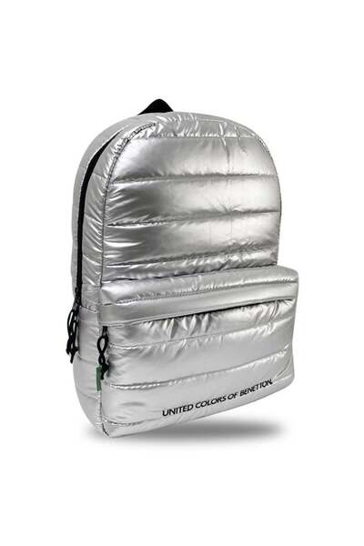 Benetton Rucsac argintiu pufos 30 x 14 x 46 cm