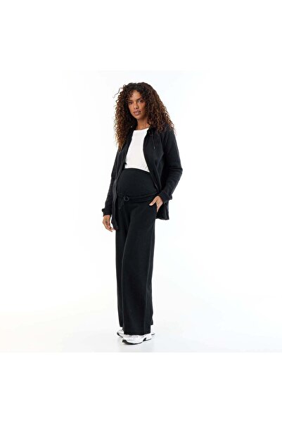 KIABI Maternity wide leg French terry joggers BLACK