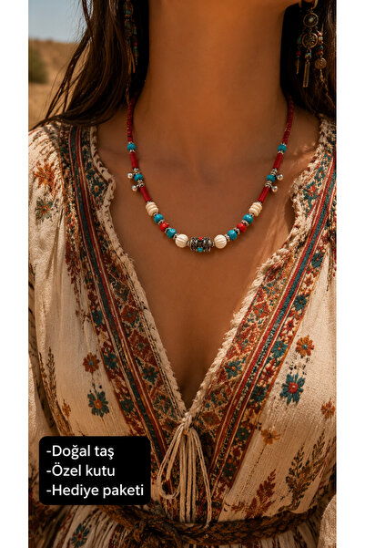 HER ŞEY NOTA www.herseynota.com Red Horizon Natural Stone Bead Necklace – Boh...