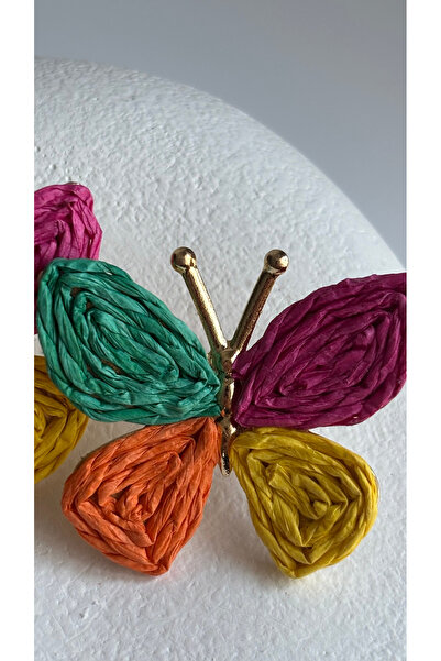 BHR AKSESUAR Colorful Butterfly Straw Earrings (3.5 cm)