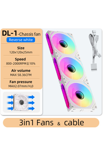 Choice10 A-RGB As Show Reverse White 3in1 Coolcirc DL-1 120mm PC Case Fan 800...