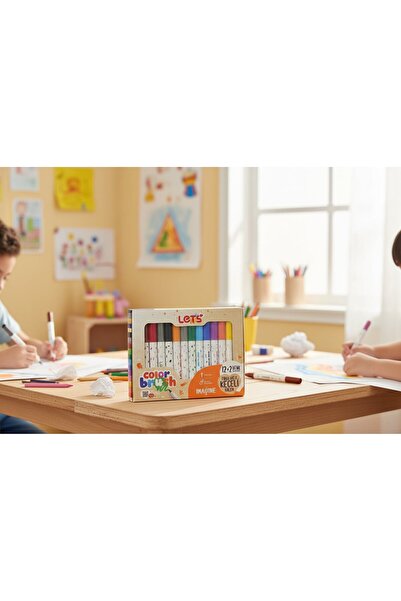 Lets Let's Color Brush Fırça Uçlu Keçeli Kalem Seti | 12 + 2 Renk