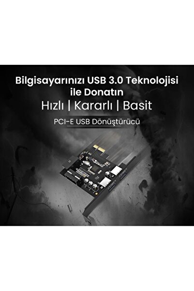 Orico 2 Port USB 3.0 PCI-E Express 1x2 19 Pin Slot Çoklayıcı Kart