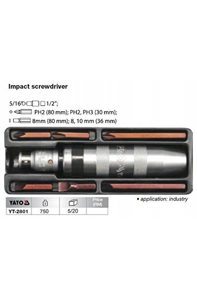 yato Cheie de perforat cu mâner metalic + biți, valiză YT-2801