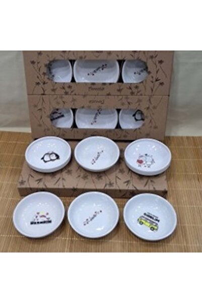 ÇİFTÇİ Konak Shopping Ceramic Boat Emoji 6-Piece Snack Bowl