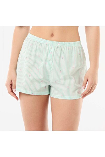KIABI All-over striped elasticated shorts GREEN