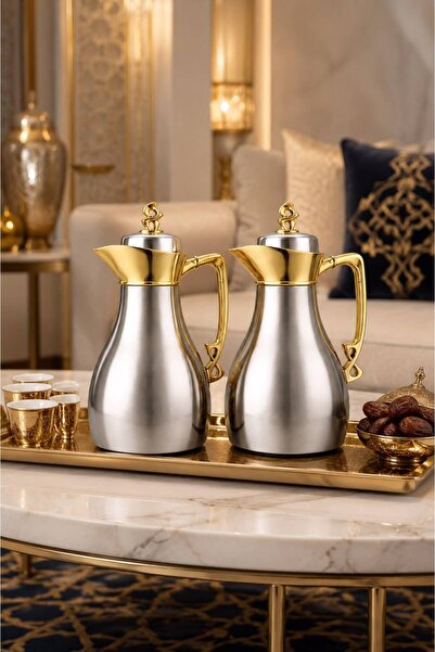 Generic Trams Nickel Gold Glossy Airtight Lid and Streamlined Handle Set of 2...