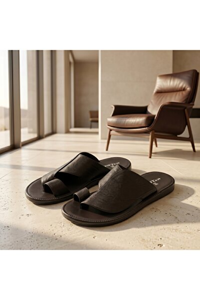 Lucky Steps Men's Toe Ring Leather Sandals Summer Soft Sole Slippers Comforta...