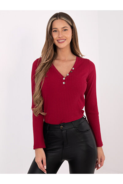 rue parıs Bluza Dama, RUE PARIS, Bumbac, Maneca lunga, Bordo, model RV-BZ-A10...