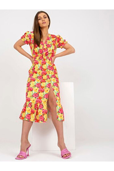 Italy Moda Rochie Dama, ITALY MODA, Poliester, Rochie dreapta, Galben, model ...