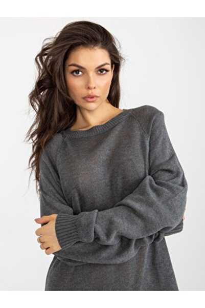 BADU Pulover Dama, BADU, Acril, Rochie oversize, Gri inchis, model BA-SW-9005...