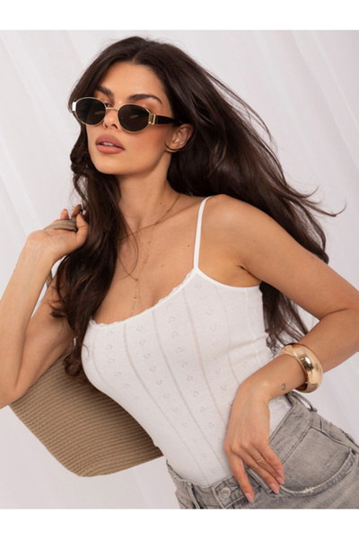 Berrak Top Dama Fara maneci, Decolteu rotund, BERRAK, Ecru Model BR-TP-8050.22