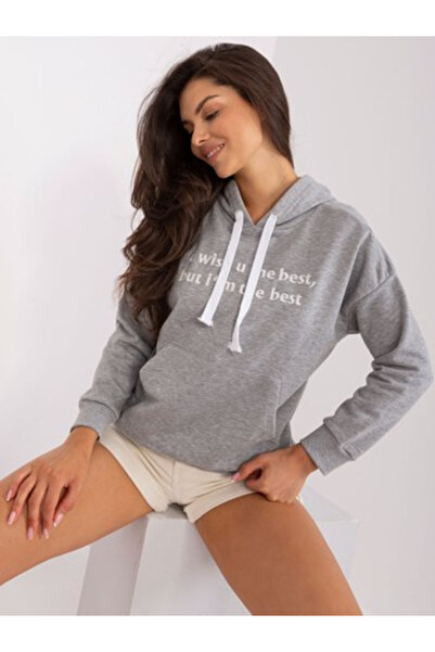LILYROSE Hanorac Dama, Lily Rose, Bumbac, Maneca lunga, Gri, model EM-BL-HS-2...