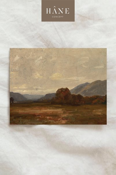 Hane Concept Vintage Gün Işıklı Kır Posteri, Ağaçlı Pastoral Doğa Manzarası
