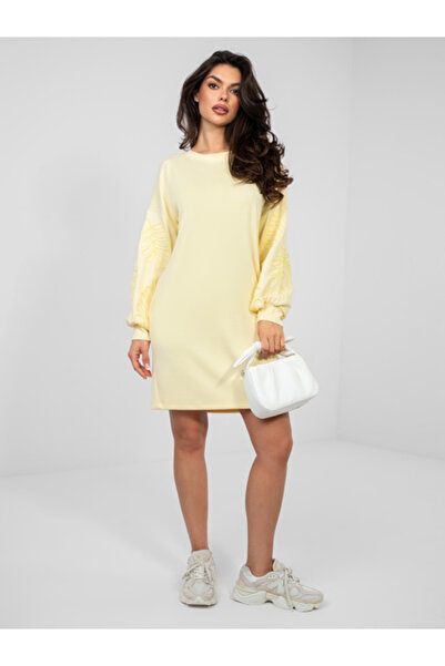 rue parıs Rochie Dama Mini, Imprimat, RUE PARIS, Galben Model RV-SK-A1064.09