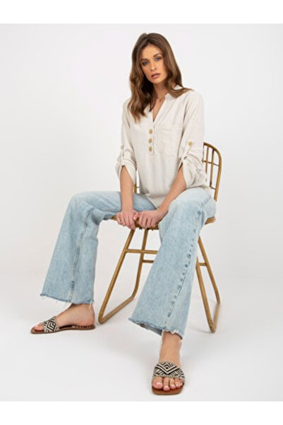 rue parıs Women's Shirt, RUE PARIS, Cotton, Long Sleeve, Light Beige, model W...