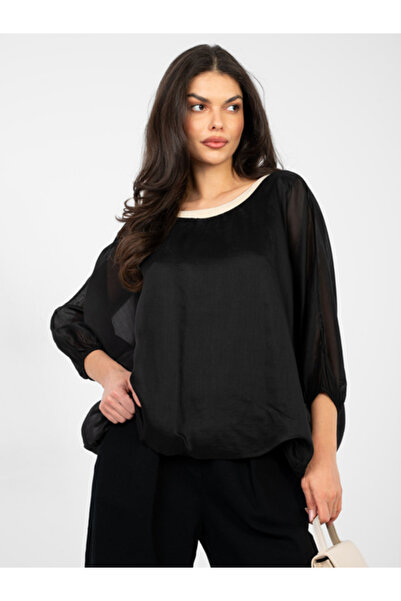Italy Moda Bluza Dama Maneca 3/4, Elegant, ITALY MODA, Negru Eleganta Office ...