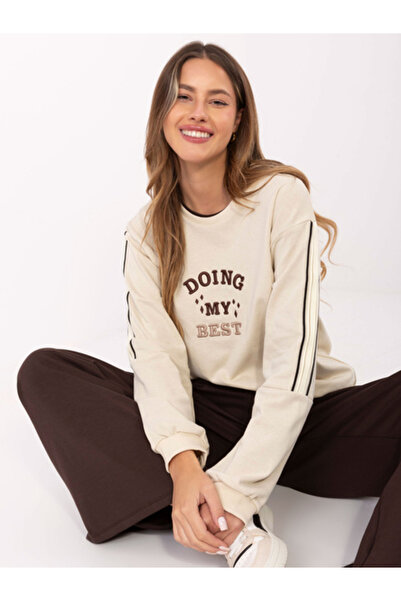 Relevance Women's Sweatshirt, RELEVANCE, Cotton, Long Sleeve, Light Beige, mo...