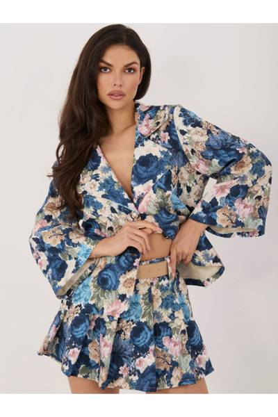 Italy Moda Γυναικεία Σορτς, ITALY MODA, Πολυεστέρας, Φλοράλ, Σκούρο Μπλε, μον...