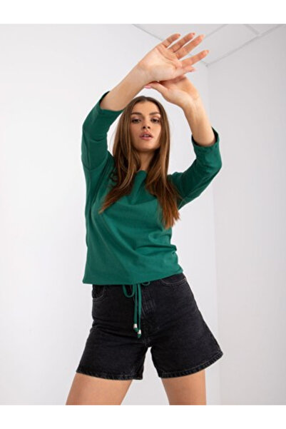 Basic Feel Good Bluza Dama, BASIC FEEL GOOD, Bumbac, Maneca 3/4, Verde inchis...