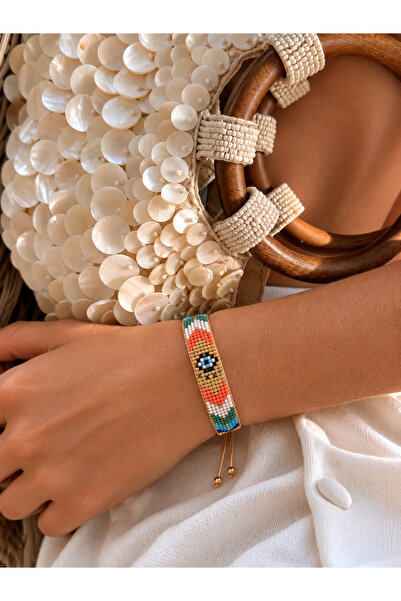 AychaAksesuar Orange Blue Green Small Beaded Miyuki Bracelet